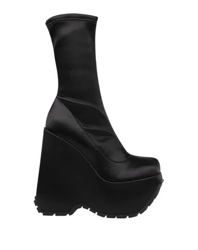 Versace Woman Ankle Boots Black Size 11 Textile Fibers