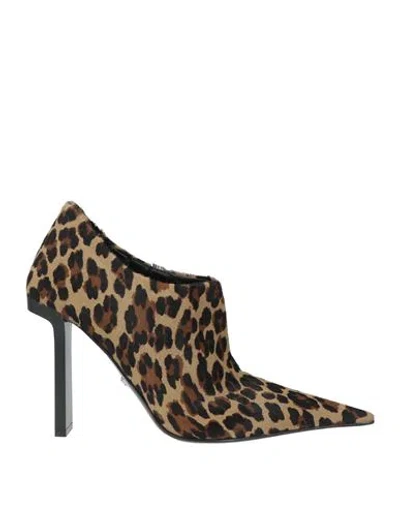 Versace Woman Ankle Boots Brown Size 10 Leather In Animal Print