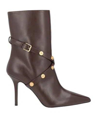 Versace Woman Ankle Boots Brown Size 8 Leather