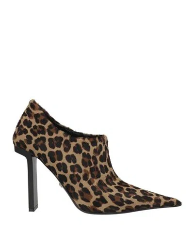Versace Woman Ankle Boots Khaki Size 10 Calfskin In Multi