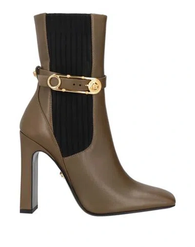 Versace Woman Ankle Boots Military Green Size 6.5 Calfskin