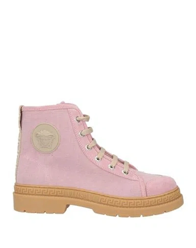 Versace Woman Ankle Boots Pink Size 6 Textile Fibers, Leather