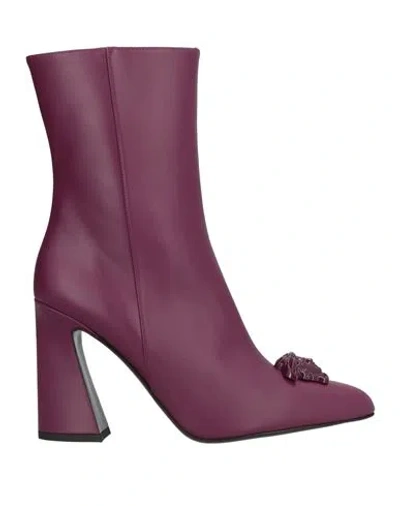 Versace Woman Ankle Boots Plum Size 8 Calfskin In Purple