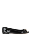 Versace Woman Ballet Flats Black Size 11 Leather In Black