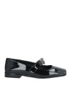 Versace Open-toe Ballet Flats In Gianni Ribbon In Black