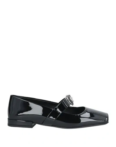 VERSACE VERSACE WOMAN BALLET FLATS BLACK SIZE 8 CALFSKIN