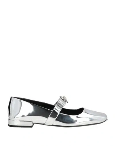 Versace Woman Ballet Flats Silver Size 9 Calfskin