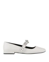 Versace Woman Ballet Flats White Size 6 Leather In White