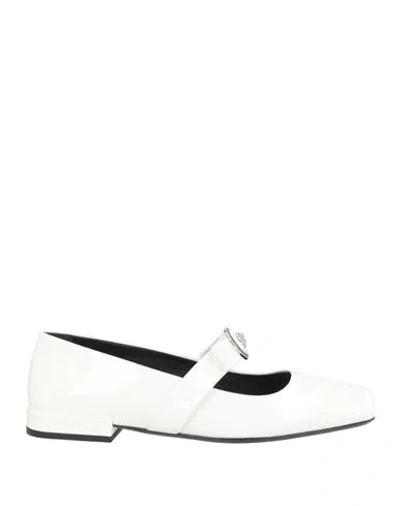 Versace Woman Ballet Flats White Size 9 Calfskin