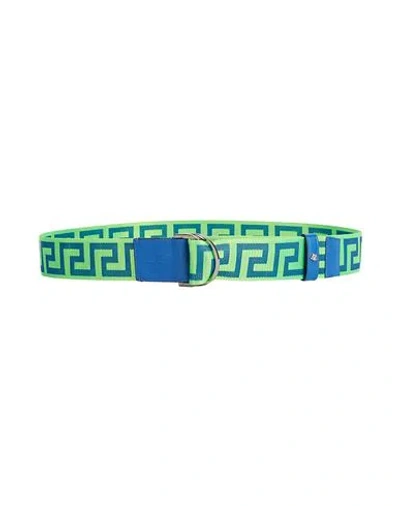 Versace Woman Belt Lime Green Size 39.5 Leather, Textile Fibers