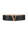 Versace Woman Belt Black Size 32 Leather In Black