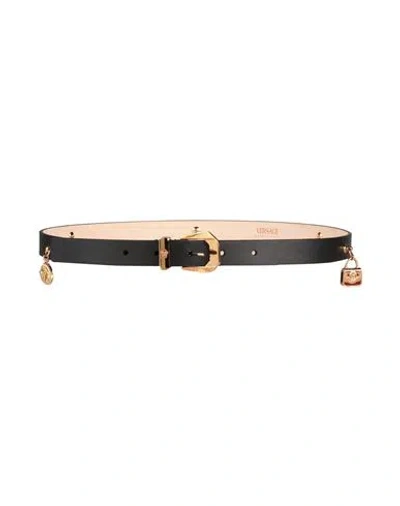 Versace Woman Belt Black Size 36 Calfskin, Metal