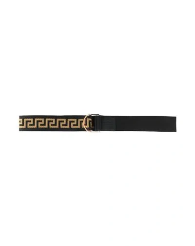 Versace Woman Belt Black Size 39.5 Leather, Textile Fibers In Black