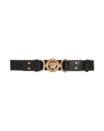 Versace Woman Belt Black Size L Elastic Fibres, Calfskin