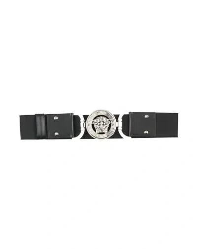 Versace Woman Belt Black Size M Textile Fibers, Calfskin