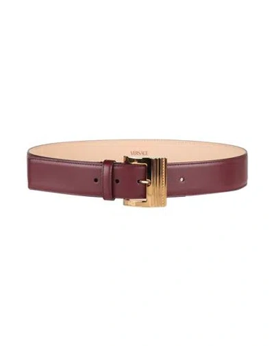 Versace Woman Belt Burgundy Size 32 Calfskin In Red