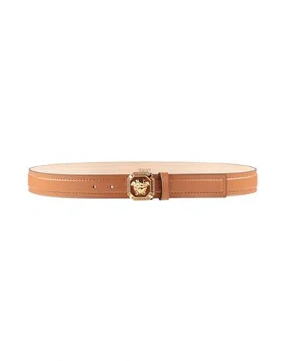 Versace Woman Belt Camel Size 43 Leather In Beige