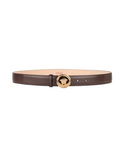 Versace Woman Belt Chocolate Brown Size 38 Calfskin