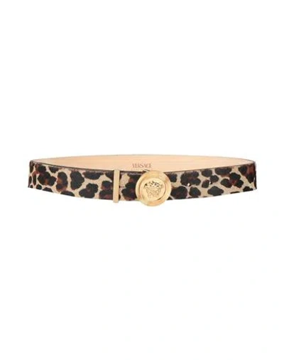Versace Woman Belt Sand Size 26 Leather In Beige