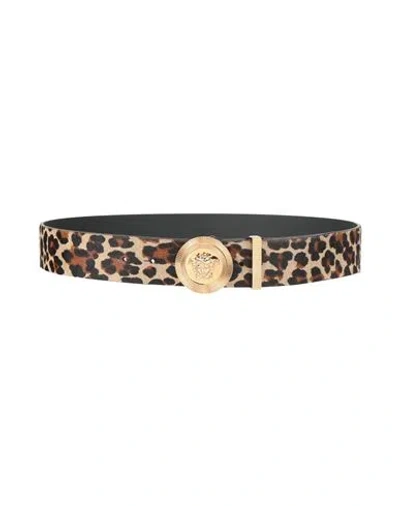 Versace Woman Belt Sand Size 43.5 Calfskin In Beige