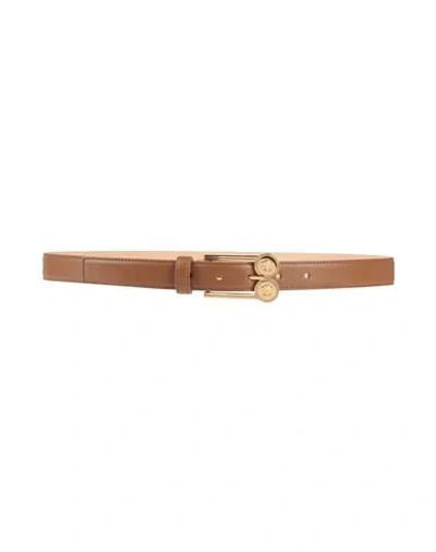 Versace Woman Belt Tan Size 34 Leather In Brown