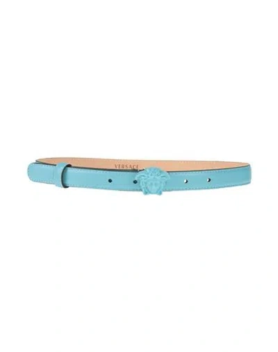 Versace Woman Belt Turquoise Size 24 Soft Leather In Blue
