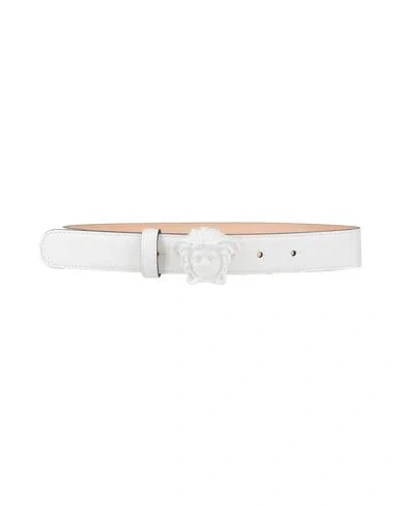 Versace Woman Belt White Size 21.5 Calfskin