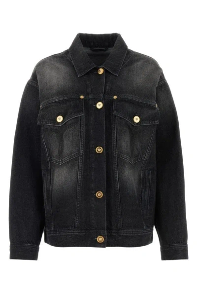 VERSACE VERSACE WOMAN BLACK DENIM JACKET