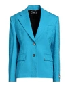 Versace Allover Virgin-wool Jacquard Blazer In Blue
