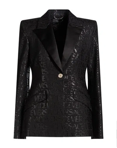Versace Woman Blazer Black Size 10 Virgin Wool, Polyester