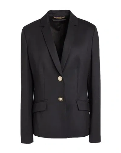 Versace Woman Blazer Black Size 10 Wool, Elastane, Polyamide