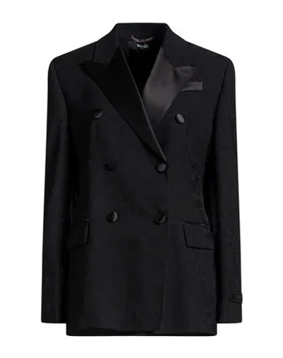 Versace Woman Blazer Black Size 6 Virgin Wool, Silk
