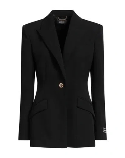 Versace Woman Blazer Black Size 6 Wool, Elastane