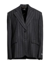 Versace Woman Blazer Charcoal Size 6 Virgin Wool, Cotton In Grey