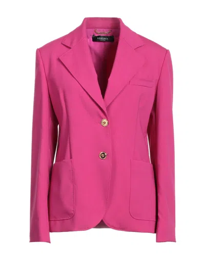 VERSACE VERSACE WOMAN BLAZER FUCHSIA SIZE 8 VIRGIN WOOL, ELASTANE