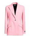 Versace Pink Single-breasted Jacket With All-over Tonal Logo Lettering Print In Pink