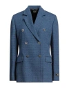 Versace Blue Cotton Blend Blazer In Blue