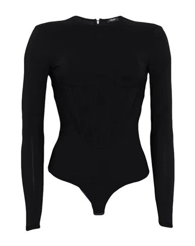Versace Woman Bodysuit Black Size 12 Viscose, Elastane