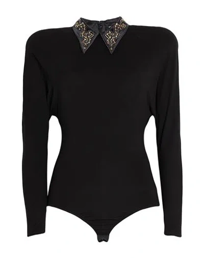 Versace Woman Bodysuit Black Size 6 Viscose, Elastane