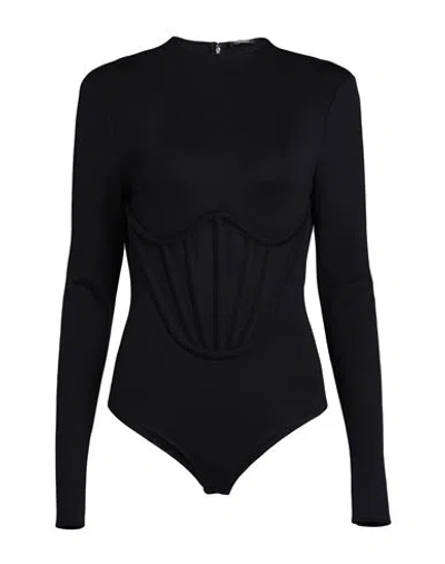Versace Woman Bodysuit Black Size 8 Polyamide, Polyester, Elastane