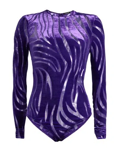 Versace Woman Bodysuit Purple Size 0 Viscose, Polyamide, Elastane