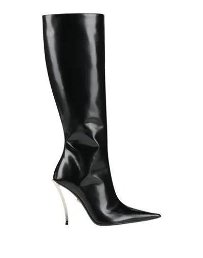 Versace Woman Boot Black Size 7.5 Calfskin
