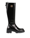 Versace Woman Boot Black Size 8 Calfskin In Black