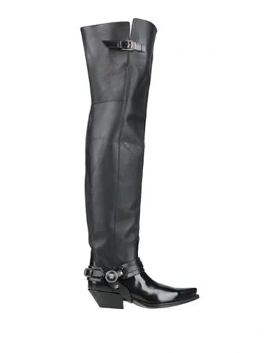 Versace Woman Boot Black Size 8 Leather