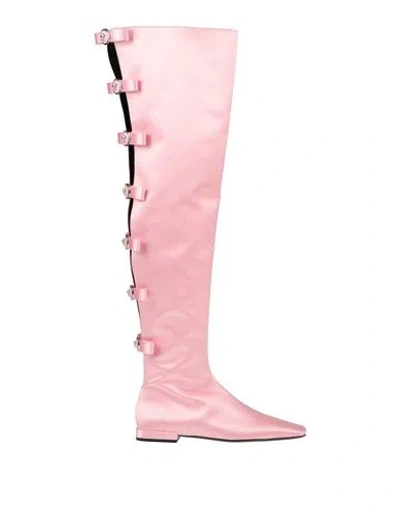 Versace Woman Boot Pink Size 8 Textile Fibers