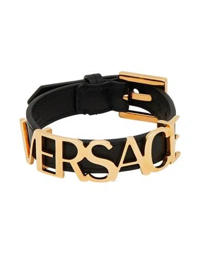 Versace Woman Bracelet Black Size - Leather, Metal