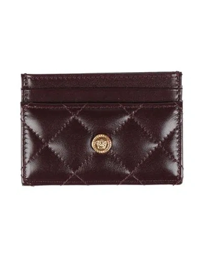 Versace Woman Cardholder Burgundy Size - Calfskin In Red