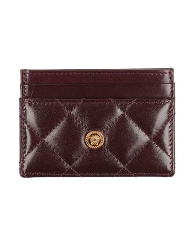 Versace Woman Cardholder Burgundy Size - Calfskin In Red