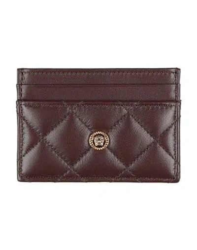 Versace Woman Cardholder Burgundy Size - Lambskin In Red