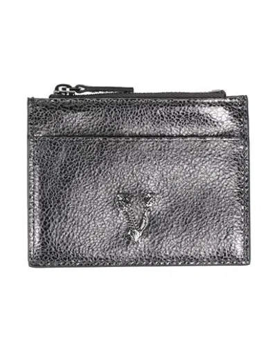 Versace Woman Cardholder Charcoal Size - Leather In Silver